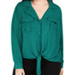 INC International Concepts Women's Tie Front Blouse Green Size 2X
