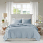 3 Piece Reversible Scalloped Edge Quilt Set - Blue King/Cal King