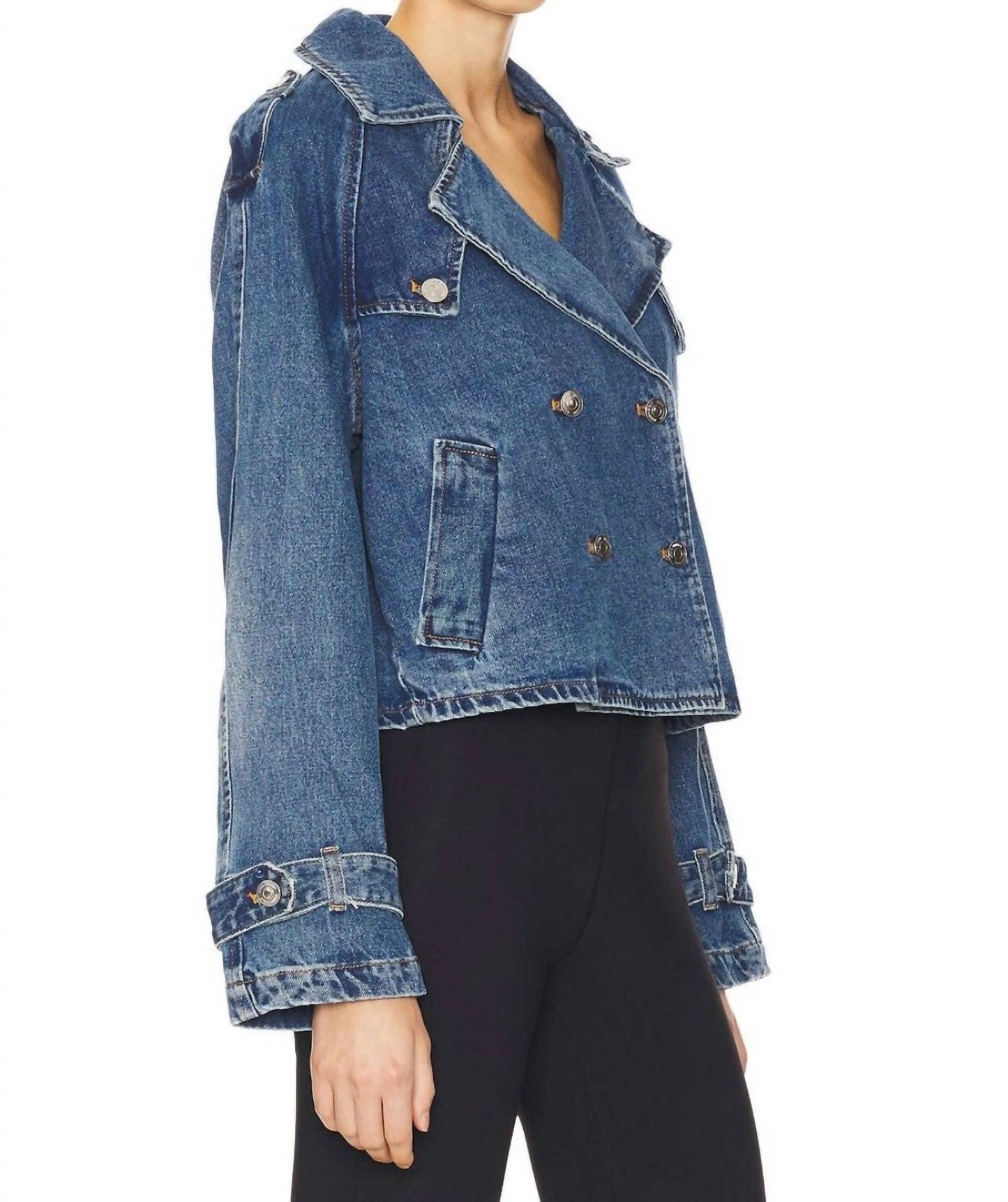 Steve Madden - Cropped Denim Trench Coat