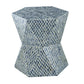 19x19x20" Tapered Blue Garden Capiz Stool, Accent Side Table