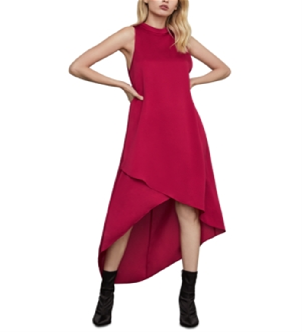 BCBGMAXAZRI Women's High Neckline Dress Pink Size Medium