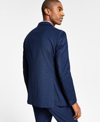Tommy Hilfiger Men's Regular Fit Blue Sharkskin Blazer Blue Size 46