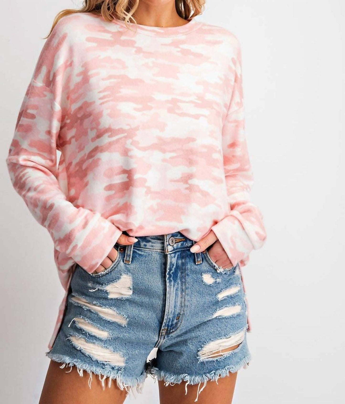 143 Story - Pink Camo Lounging Top