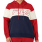 Fila Women's Timeless Logo Colorblocked Hoodie Red Size 1X