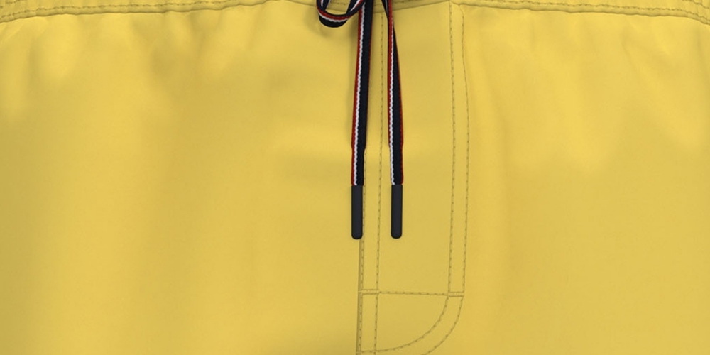 Tommy Hilfiger Men's Solid Swim Trunks Yellow Size Medium