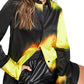 Topshop Spray Print Oversize Cotton Button-Up Shirt in Black, Size 6 Us