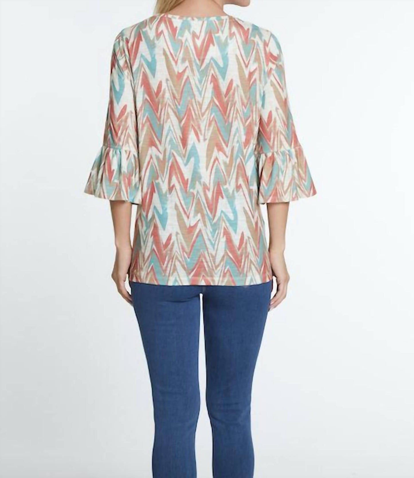 Multiples - Scoop Neck Geometric Print Top