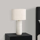 28"h Cream Resin Table Lamp with Ivory Linen Shade