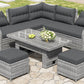 Outdoor Furniture Set Patio Rattan with Recliners and Tables