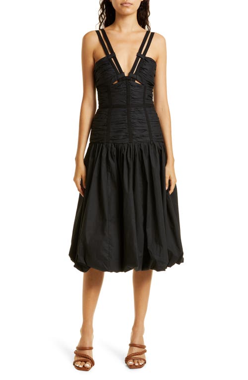 Ulla Johnson Kaia Strappy Shirred Drop Waist Cotton Dress Noir Size 10
