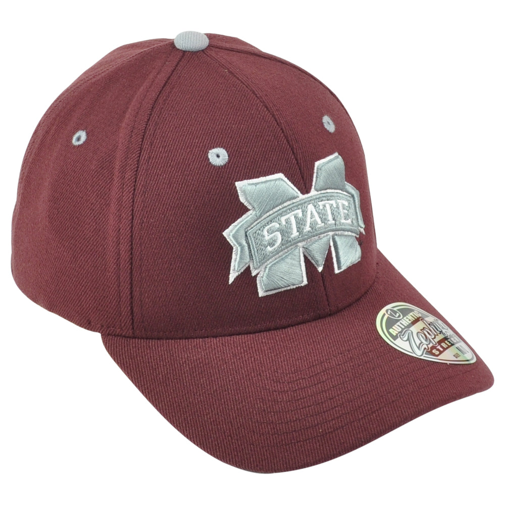 NCAA Zephyr Mississippi State Bulldogs Flex Fit Stretch Burgundy Hat Cap