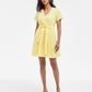 Hugo Womens Cotton Short Sleeve Fit and Flare Dress Yellow M