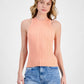 Hugo Womens Crewneck Ribbed Knit Sleeveless Top Bright Orange
