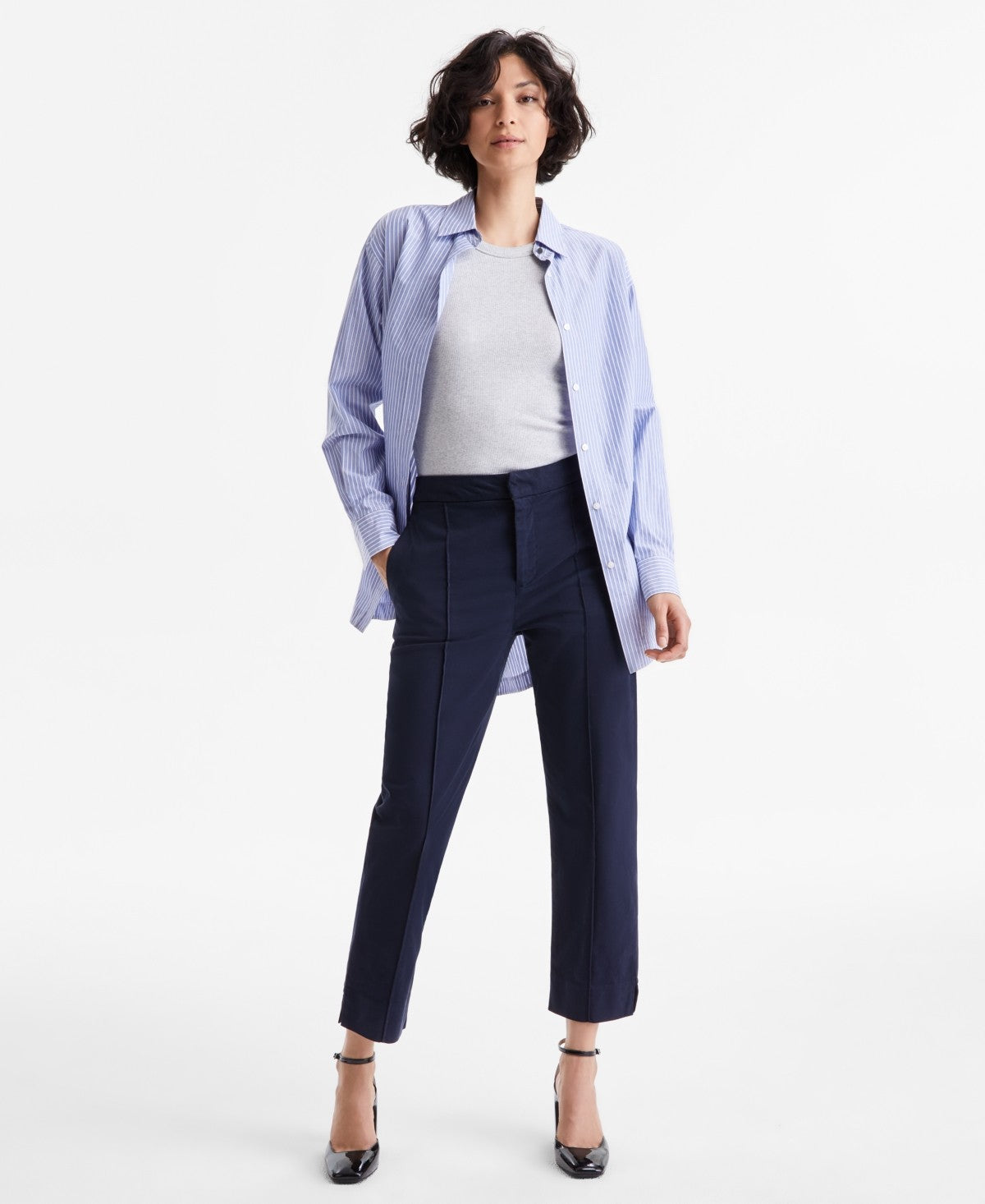 Boss Orange Womens High Rise Tapered Leg Pants Navy