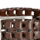 Perry Ellis Men's Leather Buckle Braided Belt Brown Size Large