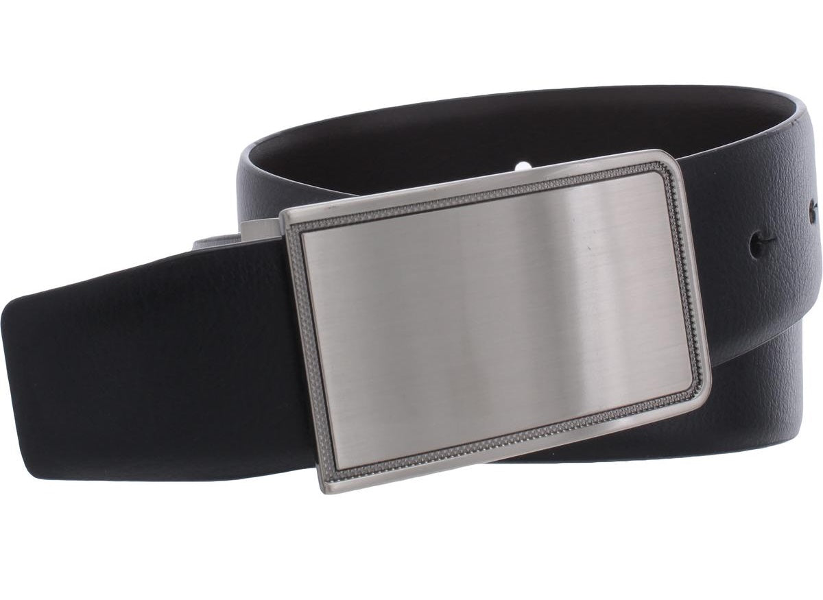 Perry Ellis Men's Rachel Plaque Belt Black