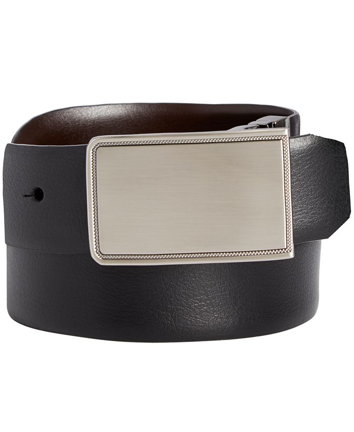 Perry Ellis Men's Rachel Plaque Belt Black