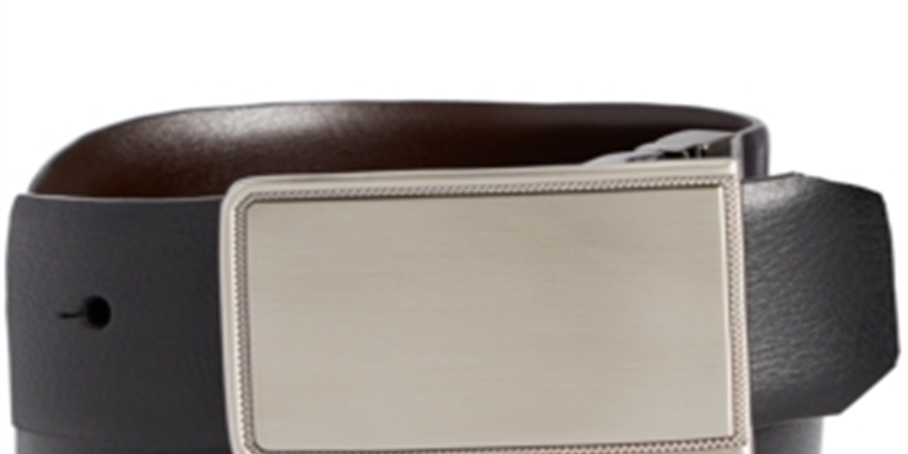 Perry Ellis Men's Rachel Plaque Belt Black