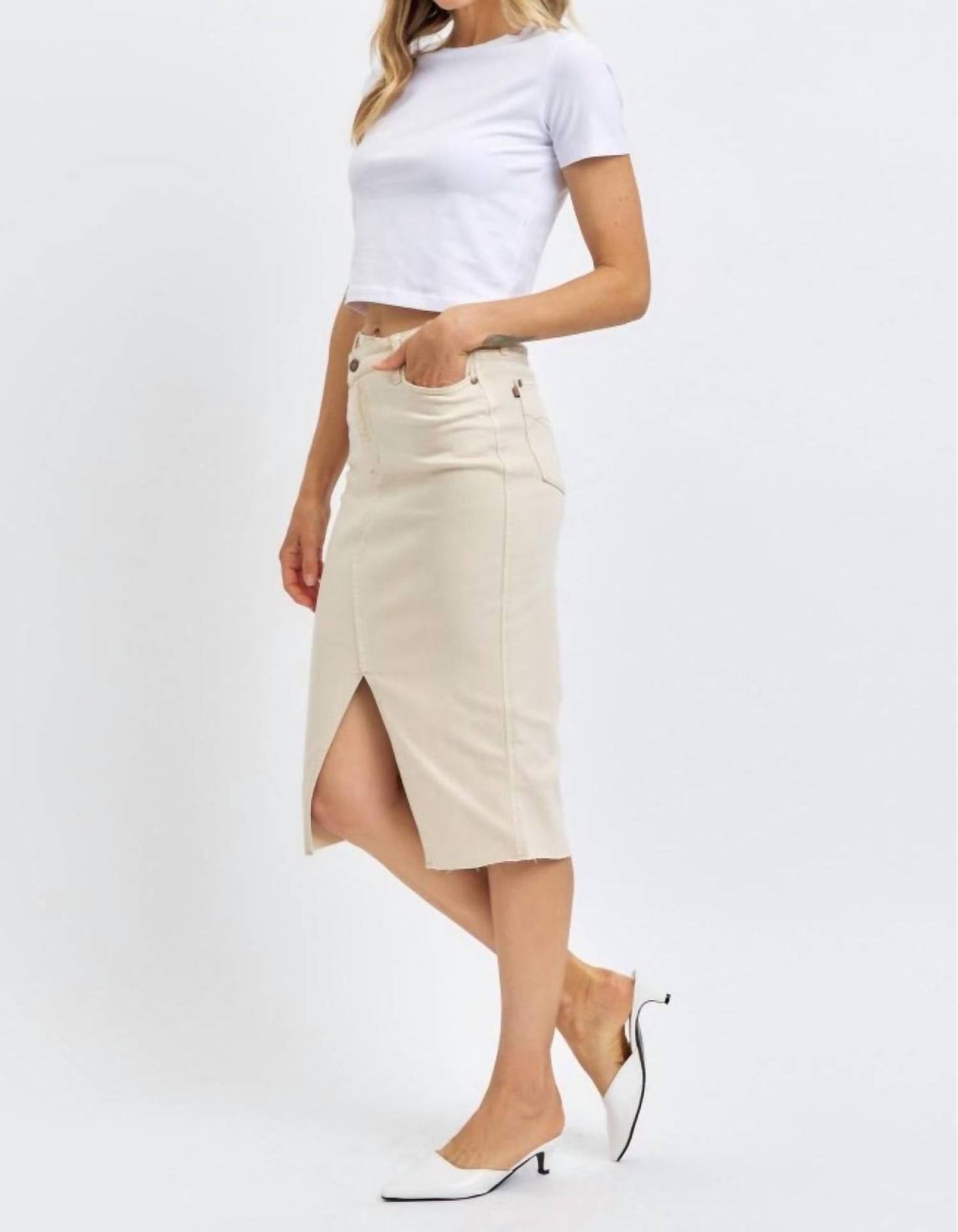 Judy Blue - High Waist Front Slit Denim Skirt