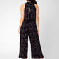 Leota Women's Skyler Printed Halter Jumpsuit Black Size Small