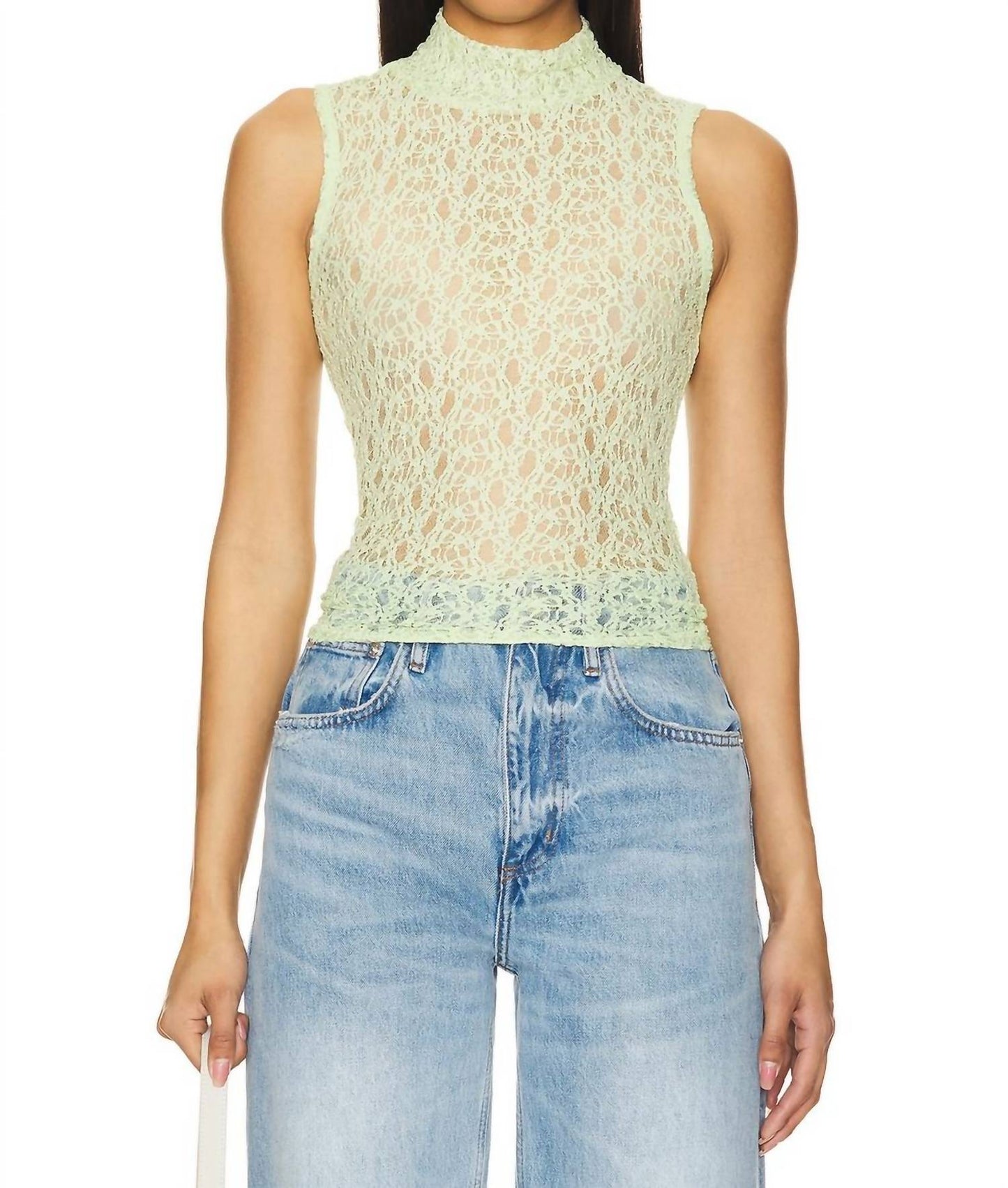 Frame - Mesh Mockneck Top