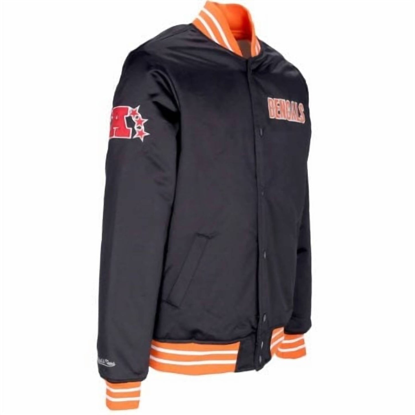 Mitchell & Ness - यूनिसेक्स एनएफएल सिनसिनाटी बेंगल्स हैवीवेट जैकेट