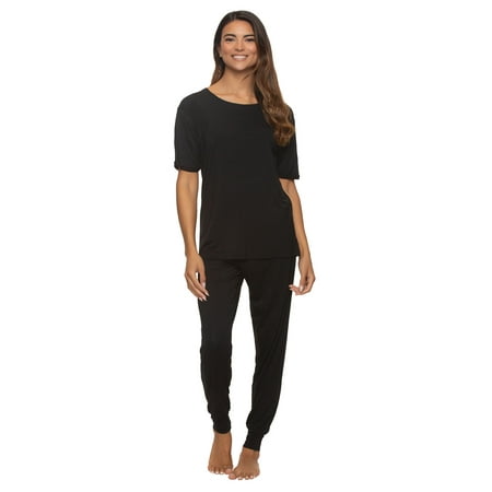 felina-black-rolled-sleeve-tee-jogger-pajama-set-large