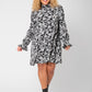 Leota Women's Bianca Floral Long Sleeve Dress Black Size 2X