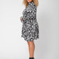Leota Women's Bianca Floral Long Sleeve Dress Black Size 2X