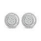 14K Gold 1 3/8 Cttw Diamond Cluster and Double Halo Stud Earring (G-H Color, SI1-SI2 Clarity)