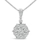 14K White Gold 1 1/5 Cttw Diamond Composite Cluster Pendant Necklace (F-G Color, VS2-SI1 Clarity) - 18" Inches