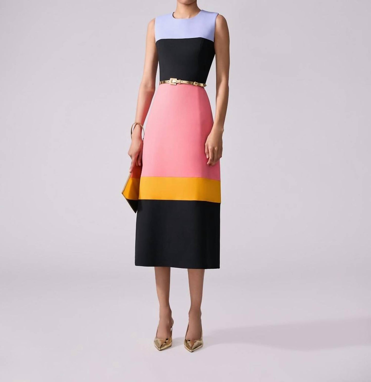 Carolina Herrera - Sleeveless Crewneck Colorblocked Midi Dress
