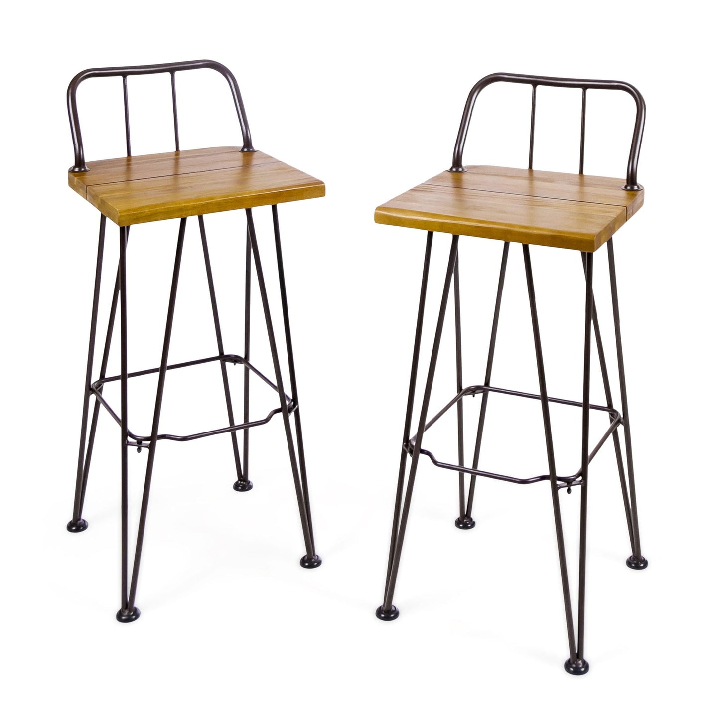 Outdoor Barstool with Angled Metal Legs - Brown