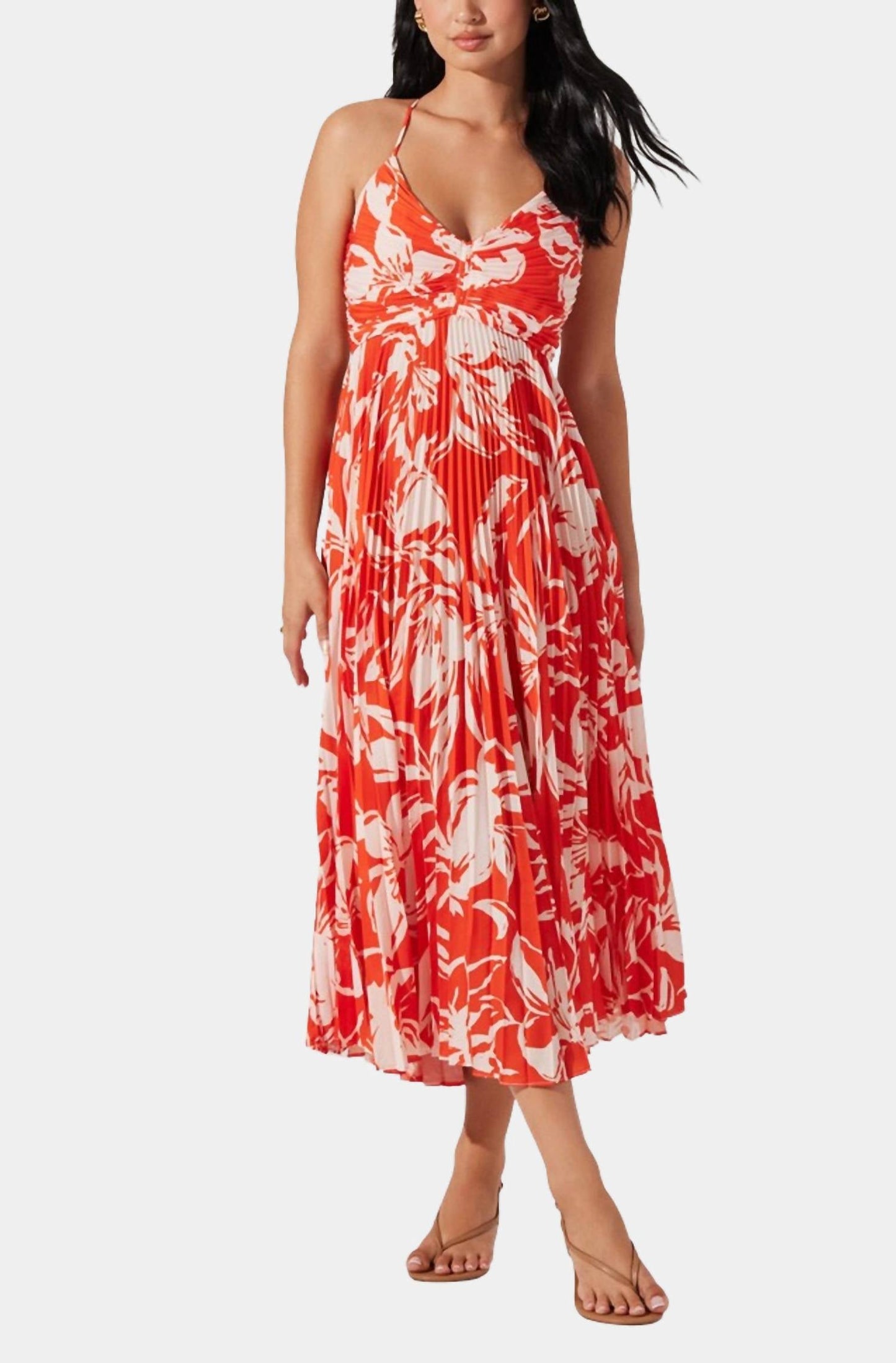 Astr - Blythe Floral Plisse Midi Dress