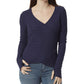 Anne Klein Women's Koney Ballet Long Sleeve Faux Wrap Top Blue Size Medium
