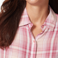 Gloria Vanderbilt Women's Plaid Pleated Back Button Down Top Pink Size Small