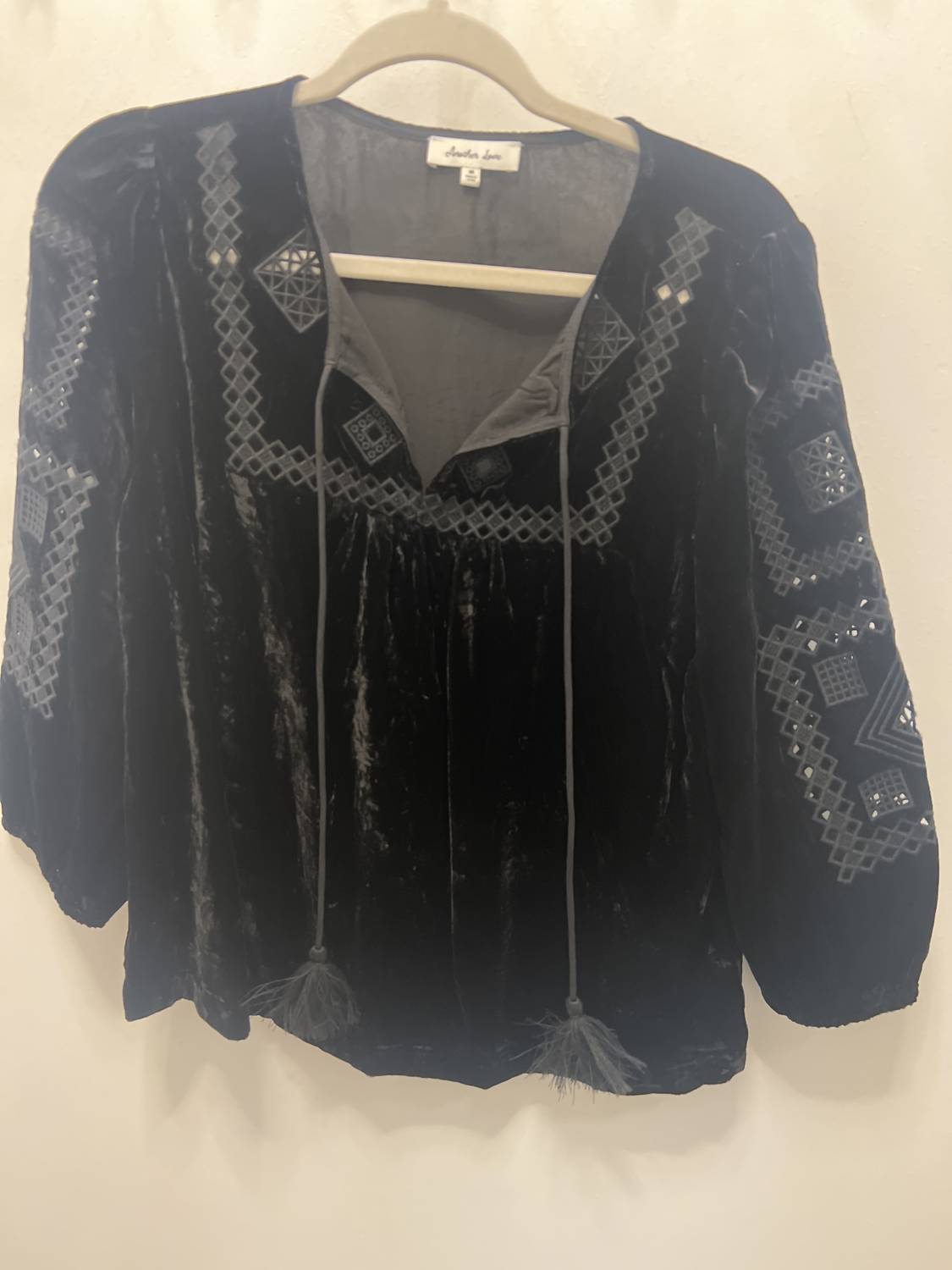 Another Love - Velvet Embroidered Top