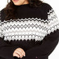 Tommy Hilfiger Women's Plus Size Fair Isle Mock-Neck Sweater Black Size 3X