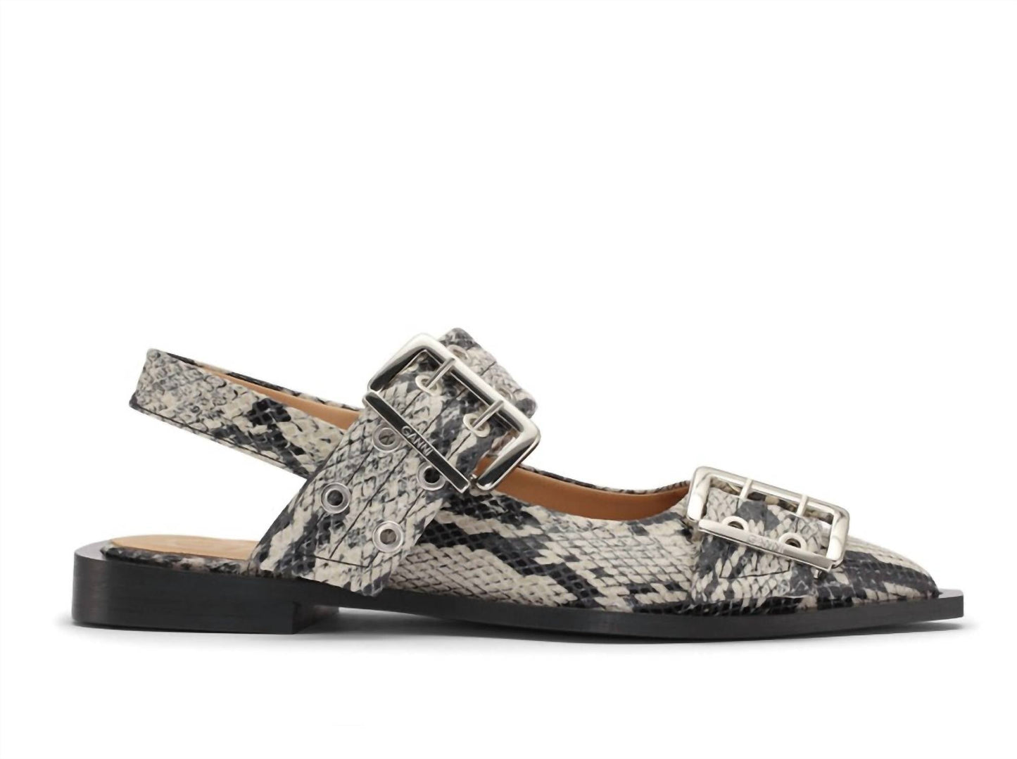 Ganni - Women's Chunky Buckle Ballerina Flat Sandals