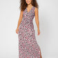 Leota Women's Sleeveless Perfect Wrap Maxi Dress in Brushstroke Leopard Fruit Dove  White
