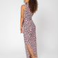 Leota Women's Sleeveless Perfect Wrap Maxi Dress in Brushstroke Leopard Fruit Dove  White