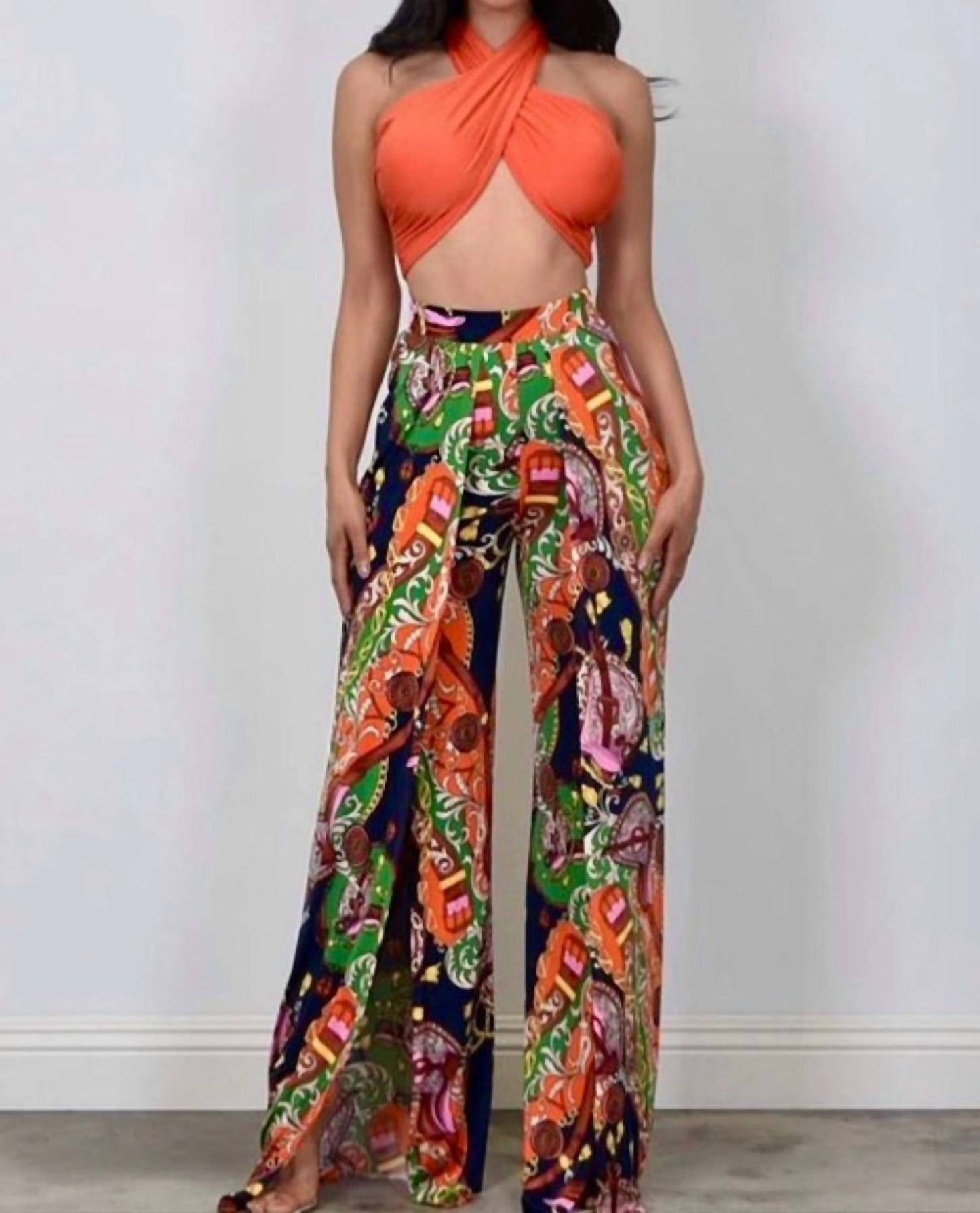 Little Secret Of Mine - Women's Palazzo Pants With Crop Top Set