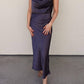 Allie Rose - Midnight Satin Midi Dress