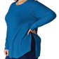 Basic Bae - Chic Ribbed Round Neck Slit Tee