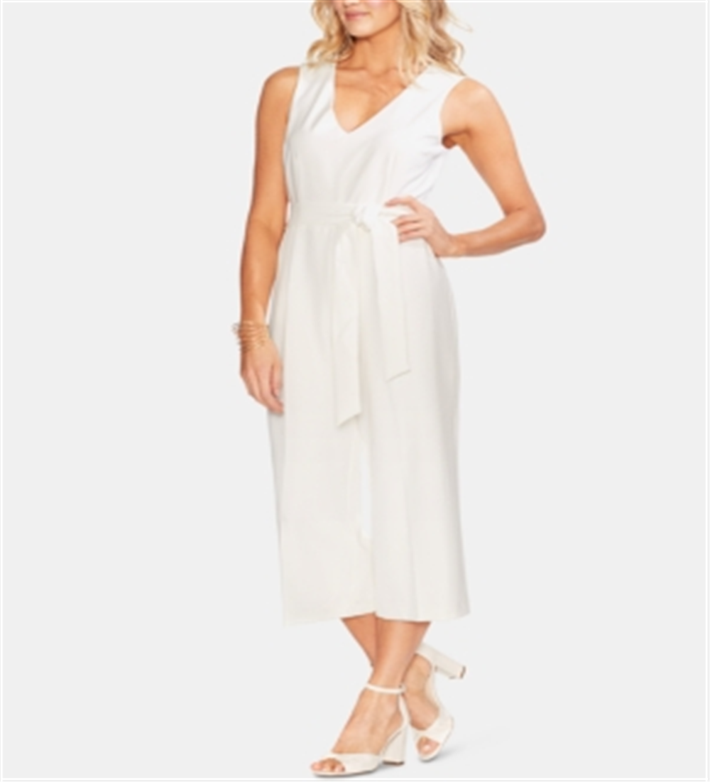 Vince Camuto Women's Belted Cropped Jumpsuit White Size 4