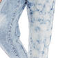 Frayed Women's Pocketed Zippered Button Closure Elastic Waist Raw Color Block Cropped Jeans Blue Size 26
