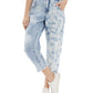 Frayed Women's Curved Leg Jeans Blue
