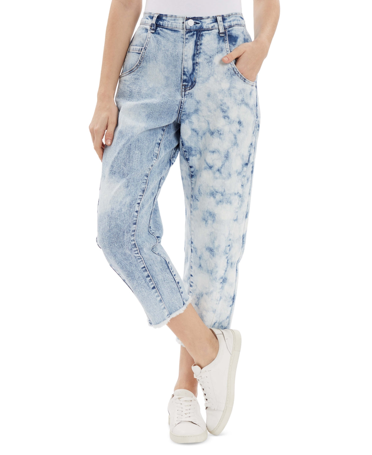 Frayed Women's Curved Leg Jeans Blue