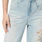 Frayed Women's Tapered Boyfriend Workwear Jeans Blue Size 26