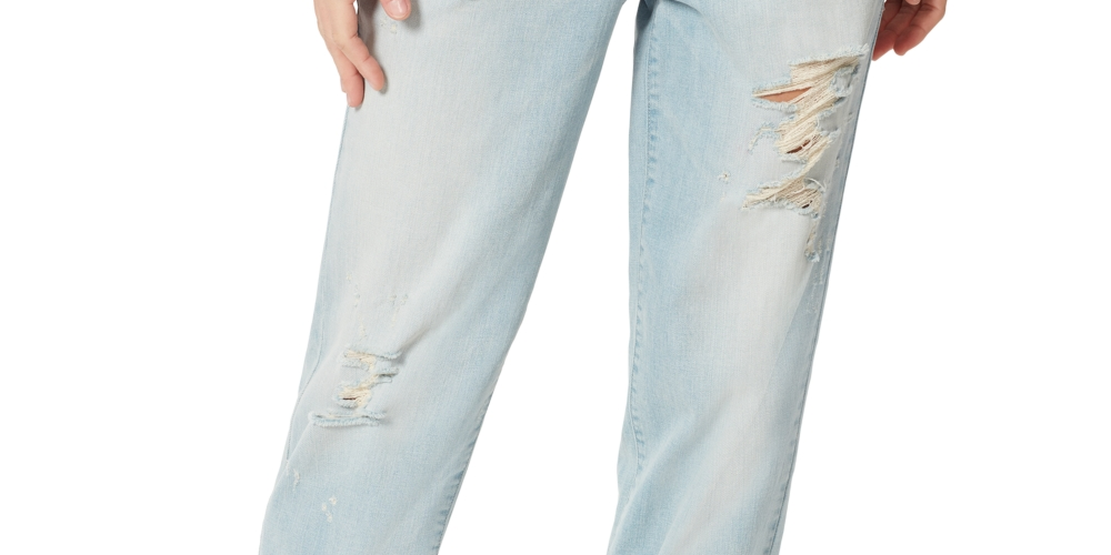 Frayed Women's Tapered Boyfriend Workwear Jeans Blue Size 26